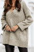 V Neck Drop Shoulder Knitted Sweater